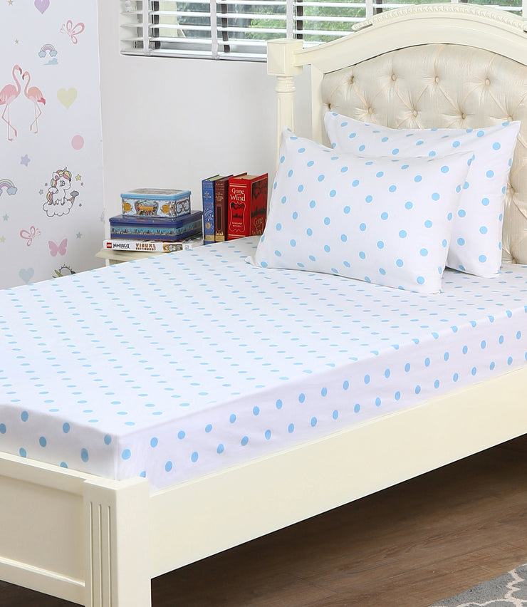 French Blue Polka Bedsheet