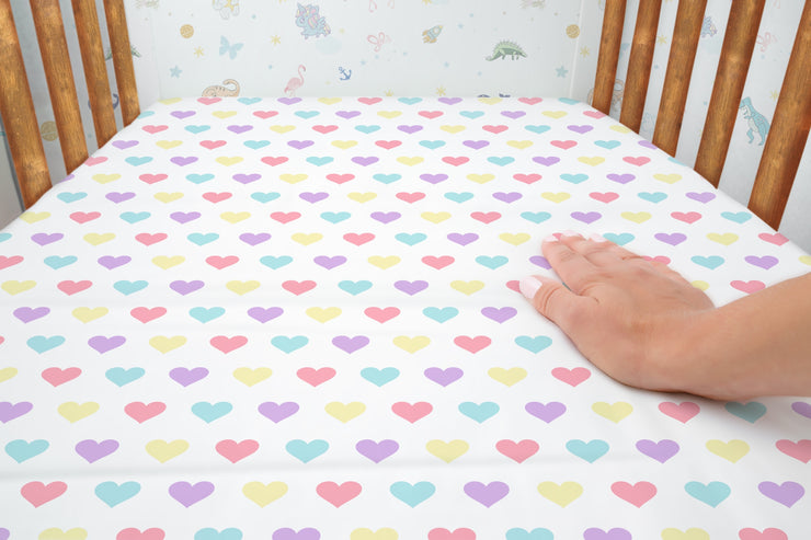 Hearts of Colour - 100% Cotton Percale Cot Sheet