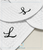 Petit Clouds Organic Monogram Baby Bib Set Ivory