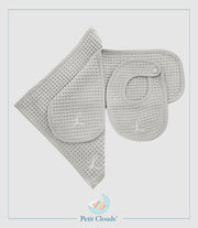 Petit Clouds Organic Monogram Baby Bib Set Grey