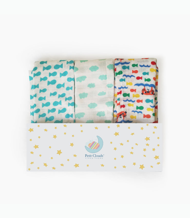 Clouds Explorer Organic Cotton Muslin (Pack of 3)