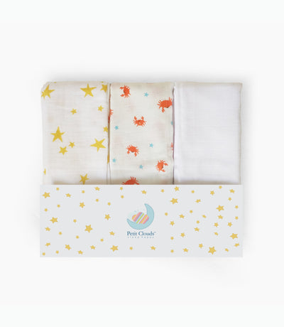 Golden Star Organic Cotton Muslin (Pack of 3)