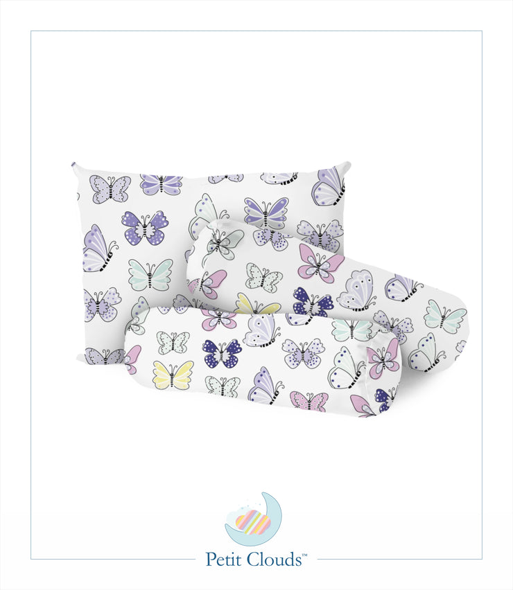 Pappilion Violet Butterfly Pillow & Bolster Set