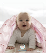 Peach Swan Cot Bedding Set