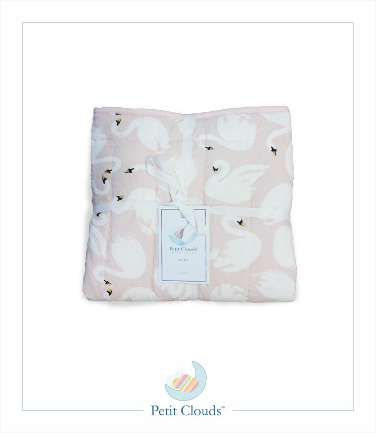 Peach Swan Cot Bedding Set