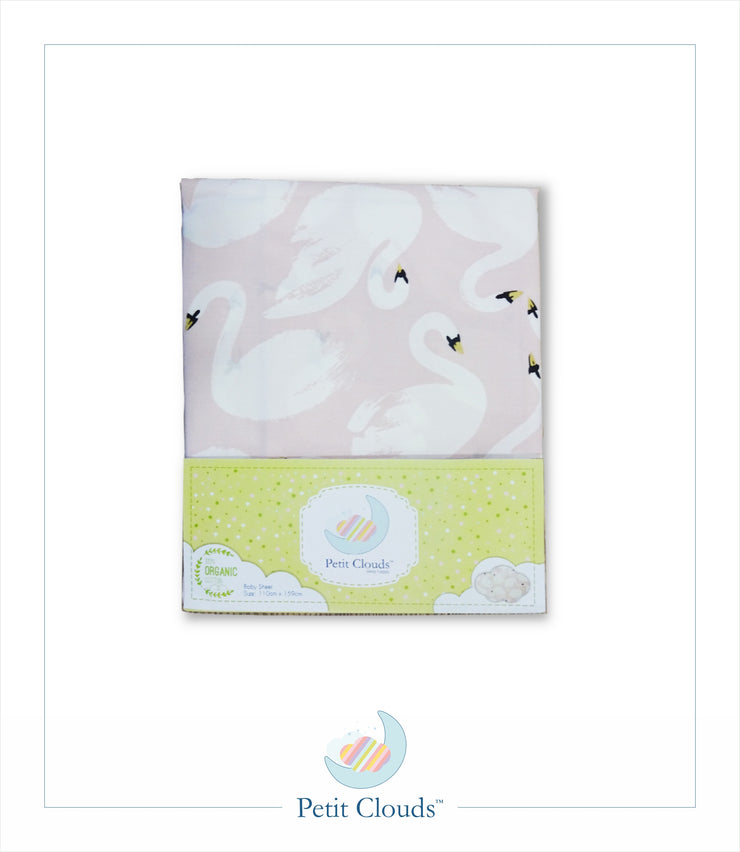 Peach Swan Cot Bedding Set