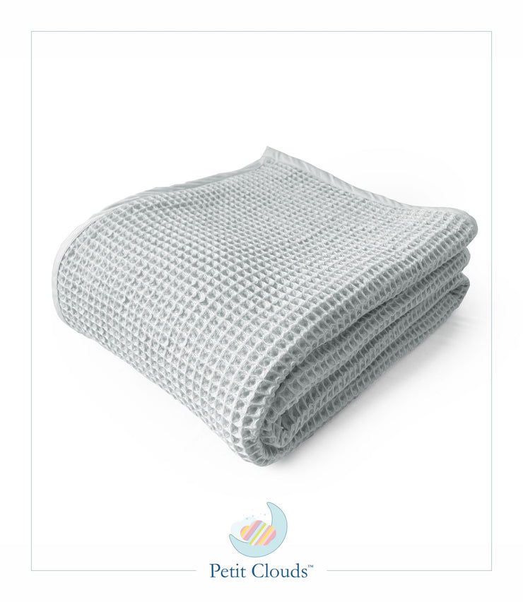 Julien Collection 100% Pure Organic Cotton Waffle Knit Blanket (Powder Blue)