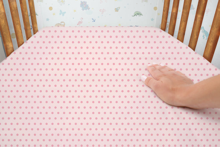 Pretty Pink Polka - 100% Pure Organic Cotton Cot Sheet