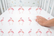 Rose’ Flamingo - 100% Pure Organic Cotton Cot Sheet