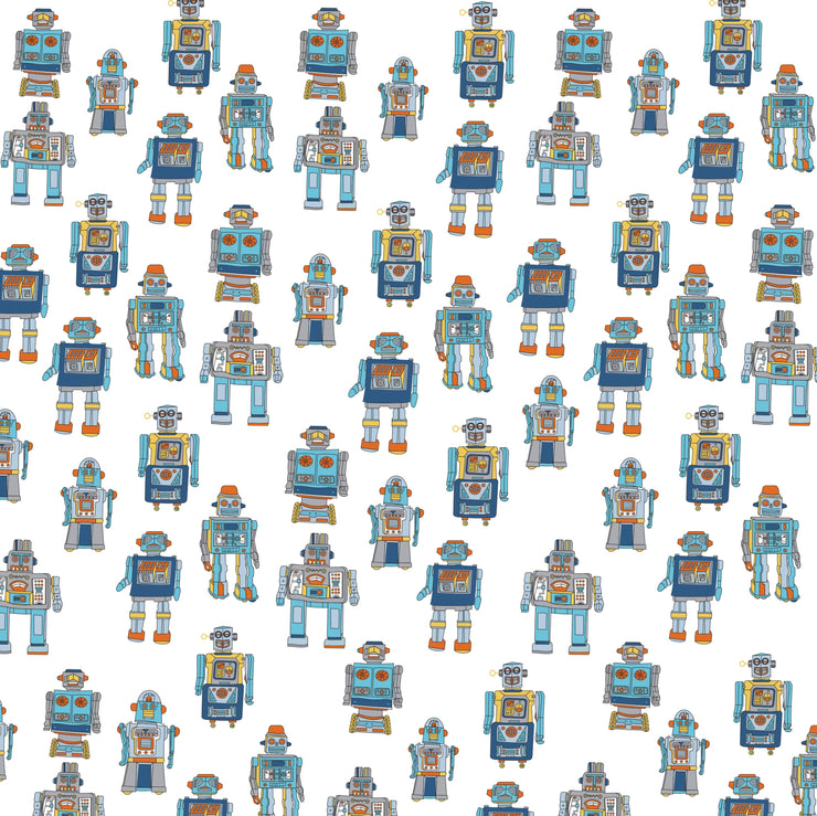 Tin Toy Robots Bedsheet - 100% Pure Organic Cotton Cot Sheet